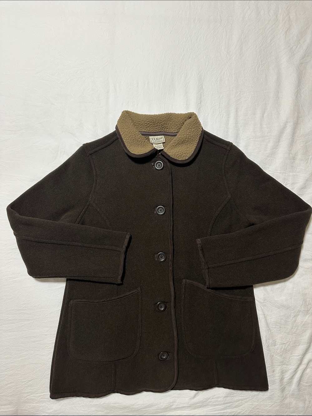 Vintage L.L. Bean Fleece Button Front Jacket Peter Pan Sherpa Women’s Small